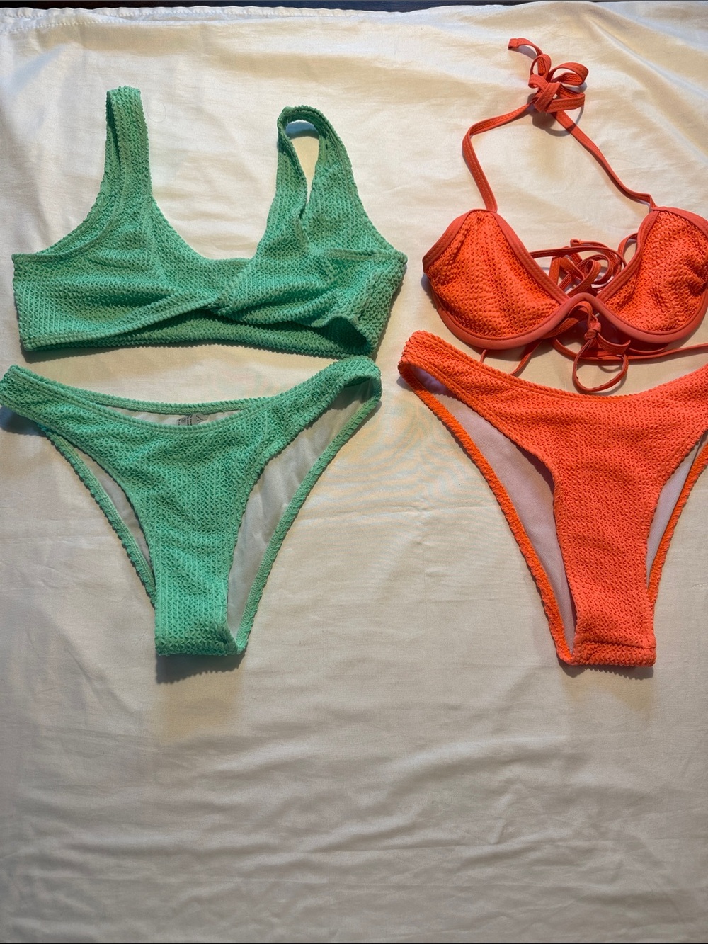 Textured Green Bikini Set - Women's Swim